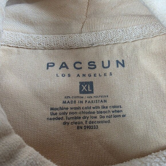 PacSun Free Soul Mens XL Beige Butterfly Graphic Hoodie Lightweight Casual Wear - Picture 4 of 8